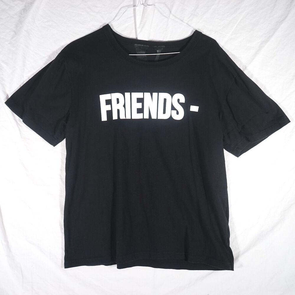 Vlone Friends T-Shirt Spellout Logo Black White Mens XL